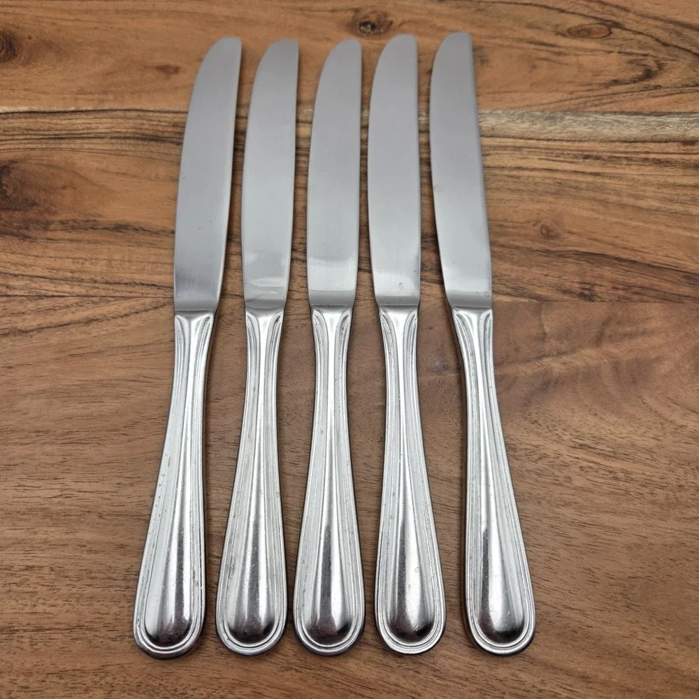 Set Of 5 Wallace Rockport Dinner Knives 18/10 Stainless Steel